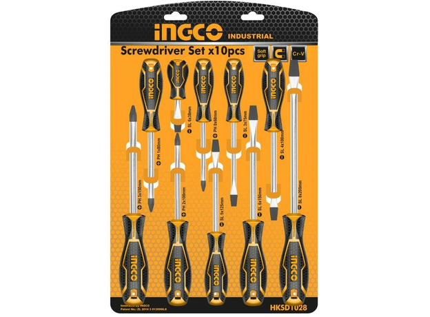 Набор отверток 10шт., Cr-V INGCO INDUSTRIAL HKSD1028