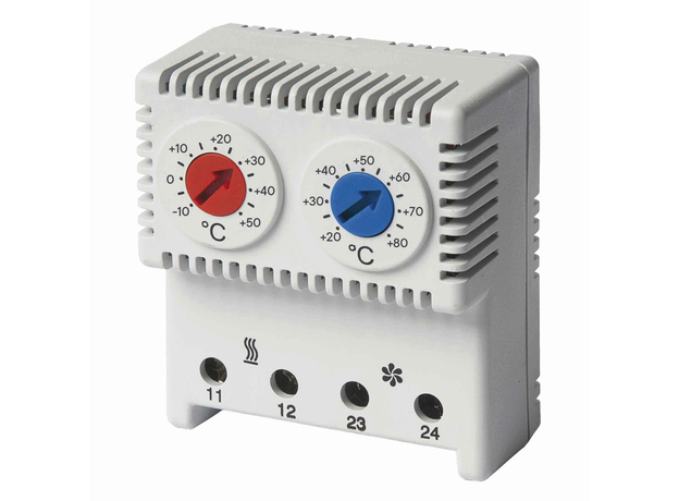 Термостат сдвоенный диапазон температур для NC контакта: - 10-50 гр. для NO: +20+80 гр. DKC R5THRV13