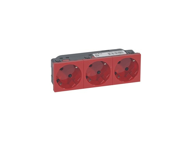 Розетка 3х2к+З немецкий стандарт 45 красная Legrand 77273 Розетка 3х2к+З немецкий стандарт 45 красная Legrand 77273