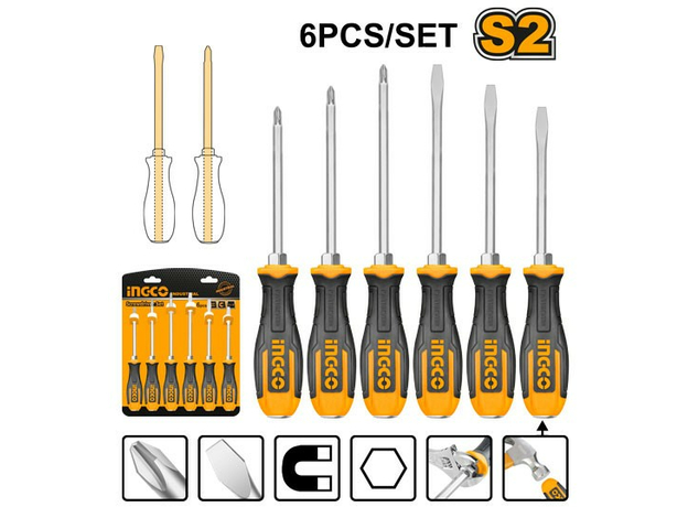 Набор ударных отверток 6 шт INGCO INDUSTRIAL HSGT680608