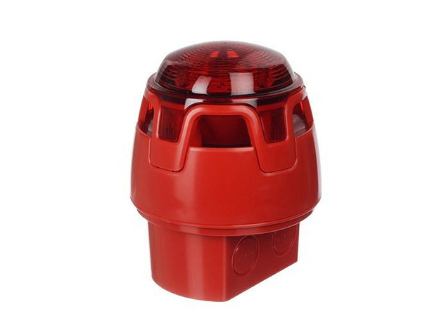 Оповещатель комбинированный, 12 - 29В, ''First Fix'', высокая база, IP65, корпус и вспышка - красные System Sensor CWSS-RB-W8