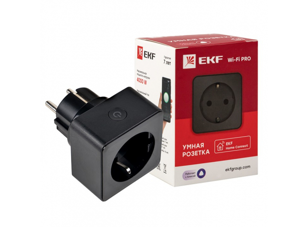 Умная розетка Wi-Fi PRO EKFHomeСonnect, черный EKF RCS-2-WF
