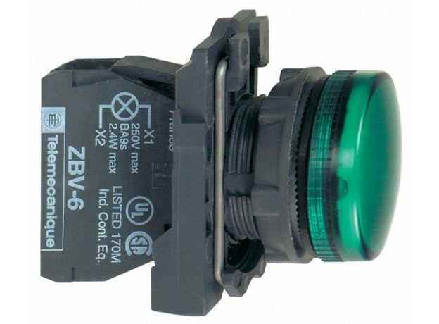 Лампа сигнальная 22мм 230/240V зеленая Schneider Electric XB5AVM3