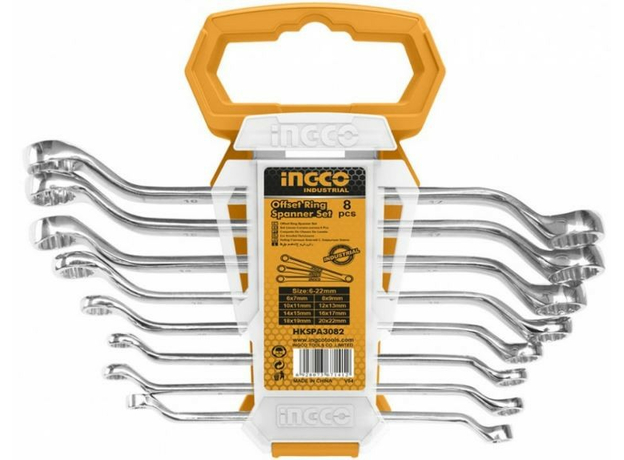 Набор ключей накидных INGCO HKSPA3088 INDUSTRIAL, 8шт., 6-22мм, на подвесе