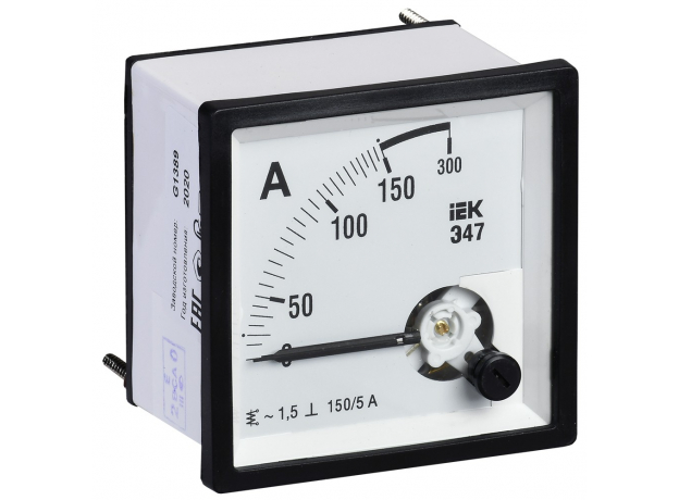Амперметр Э47 150/5А 72х72 AC включение через трансформатор (класс точности 1.5) IEK IPA10-6-0150-E