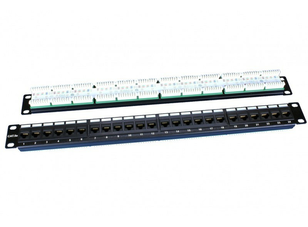 Патч-панель 19' 1U 24 порта RJ45 категория 5e Dual IDC ROHS черный Hyperline 246095