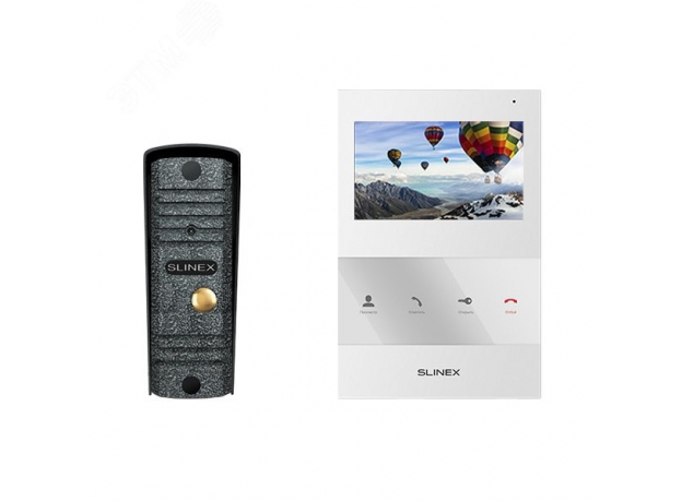 Комплект видеодомофон+вызывная видеопанель SLINEX SQ-04 White + ML-16HR Black SLINEX