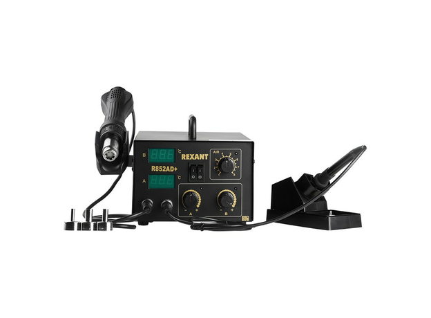 Станция паяльная, 2 в 1: паяльник+термофен, с цифровым дисплеем 12-0724 REXANT 12-0724