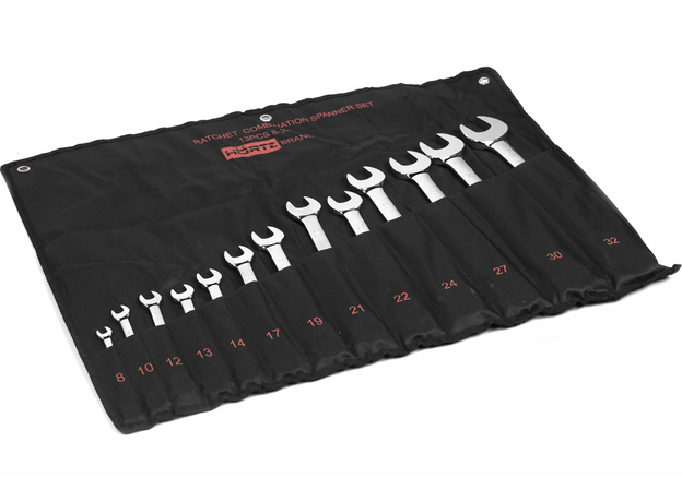 Набор ключей трещоточных 13шт 8-32 хромированные Hortz 119734