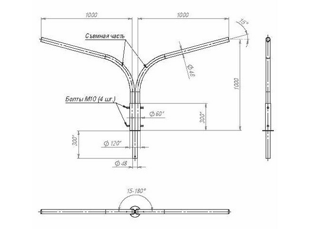 Кронштейн К2К-1.0-1.0-К80-0.048-15-180-ц ПереСвет В00002500