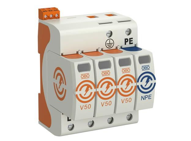 УЗИП для силовых сетей 3+NPE (Класс I+II), 280 В (V50-3+NPE+FS-280) OBO Bettermann 5093533