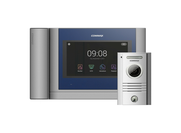 Комплект аналогового видеодомофона высокого разрешения CDV-704MHA/DRC-40KHD BLU. Синий/серебристый. Commax Комплект аналогового видеодомофона высокого разрешения CDV-704MHA/DRC-40KHD BLU. Синий/серебристый. Commax