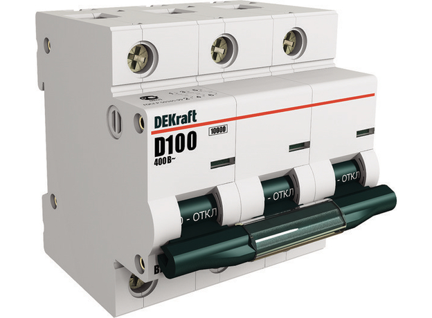 Выключатель автоматический трехполюсный 100А С ВА-201 10кА DEKraft 13009DEK