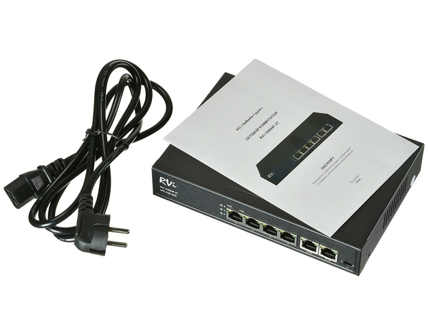 Коммутатор МАС 1К 6 портов 4 PoE 65 Вт 1NS04F-2T RVI