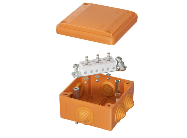 Коробка пластиковая FS с кабельными вводами и клеммниками IP56 100х100х50мм 5р 450V 10A 6мм.кв. DKC FSB11506