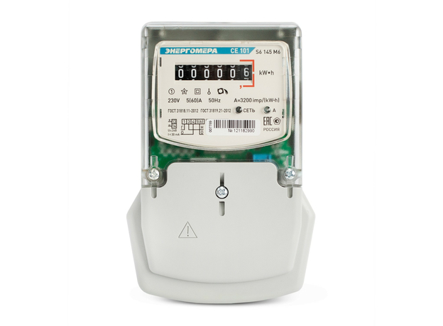 Счетчик электроэнергии CE101 S6 145 однофазный однотарифный, 560, кл.точ. 1.0, Щ, ЖКИ Энергомера 101001003009470