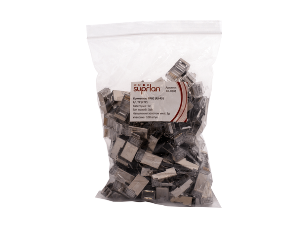Коннекторы SUPRLAN 8P8C FTP 5e 3U (RJ-45) уп. 100шт 10-0201
