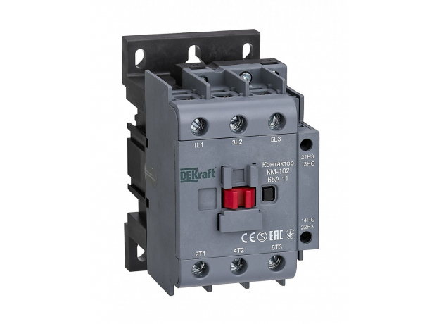 Контактор 65А 220В/230В АС3 АС4 1НО+1НЗ КМ-102 DEKraft 22008DEK