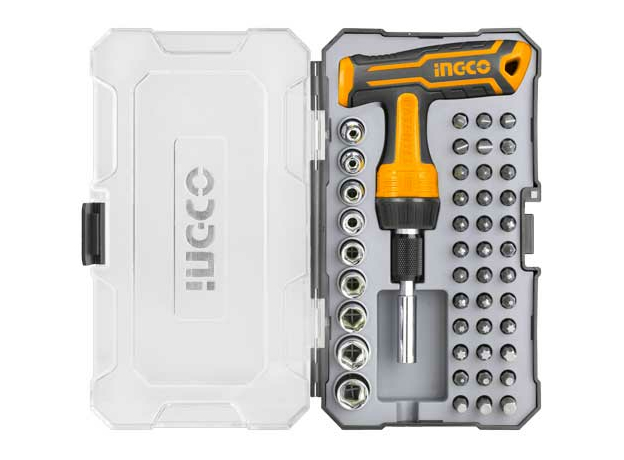 Отвертка с трещоткой (47 в 1) Т-образная  INGCO HKSDB0478