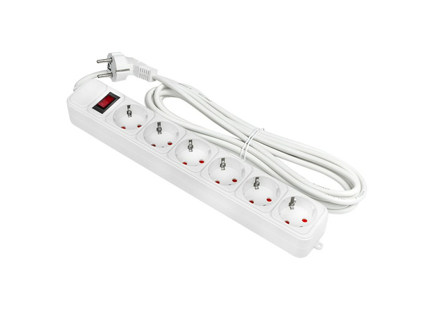 Сетевой фильтр "Блокбастер XL" 6 розеток 5 м 16А/3,2кВт с выключателем с заземлением ПВС 3х1 UFA16-310-6-05 EKF