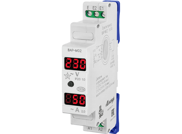 Вольтметр/амперметр ВАР-М02 АС20-450В УХЛ4 Меандр 4680019910253