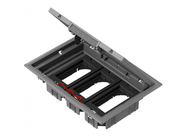 Лючок напольный 3 суппорта на 6 модулей 45х45 серый Schneider Electric ISM50636