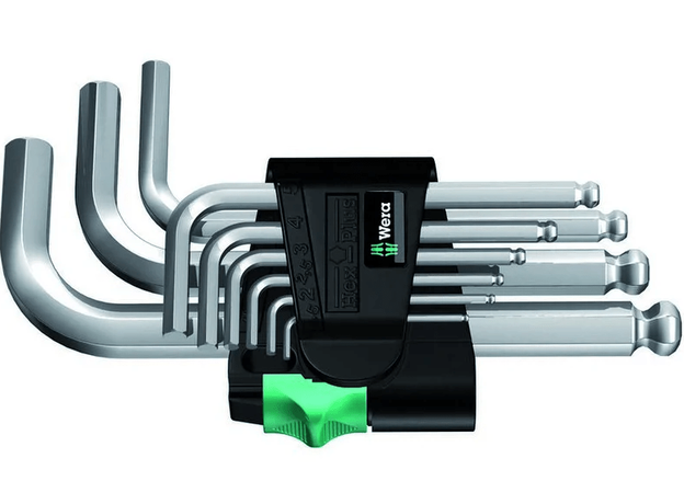 Набор Г-образных ключей хромированных с шаром 1.5 - 10 мм 9 предметов. 950/9 Hex-Plus 3 Wera WE-133163