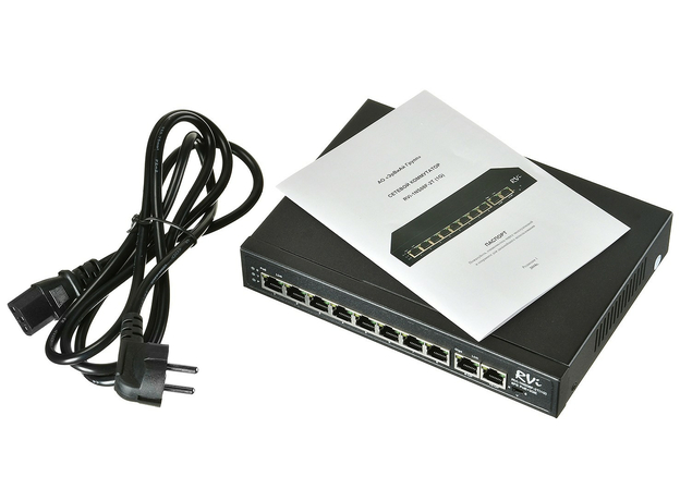 Коммутатор МАС 2К 10 портов (8 PoE) 120 Вт (1NS08F-2T1G) RVI С0000016244