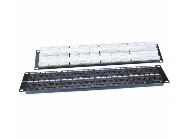 Патч-панель 19' 2U 48 портов RJ45 категория 5e Dual IDC ROHS черный Hyperline 246100
