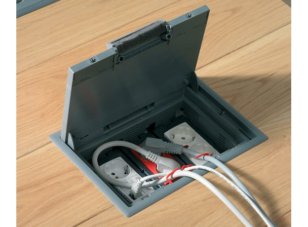 Лючок напольный 3 суппорта на 6 модулей 45х45 серый Schneider Electric ISM50636