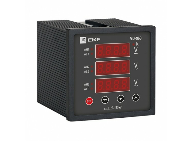Вольтметр цифровой VD-963 на панель 96х96 трехфаз ный EKF vd-963