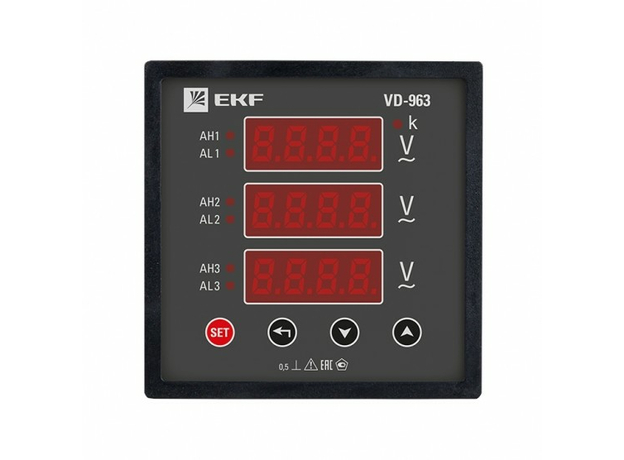Вольтметр цифровой VD-963 на панель 96х96 трехфаз ный EKF vd-963