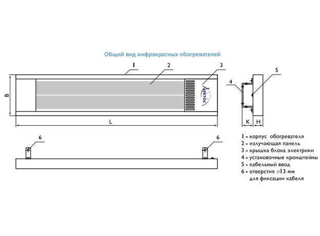Инфракрасный обогреватель ЛУЧ 30 IP 44 Арктос 273111
