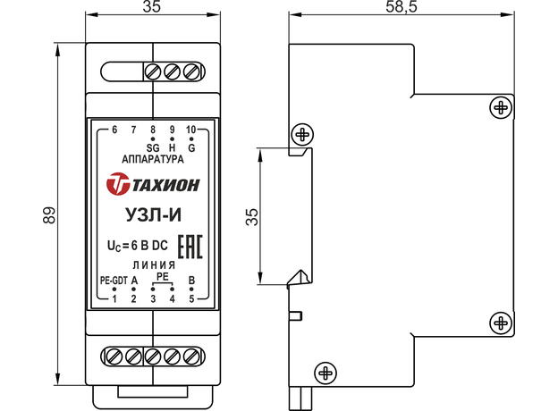 Устройство защиты портов интерфейса RS-485 УЗЛ-И Тахион