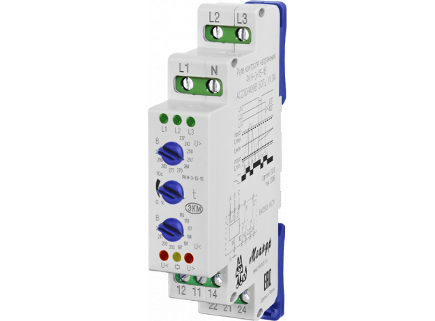 Реле контроля напряжения РКН-3-15-15 220В Меандр 4640016933945