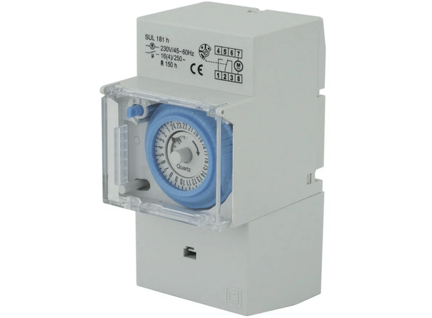 Таймер механический, суточный на DIN-рейку, 30мин, 16А/3680Вт duwi 25805 6