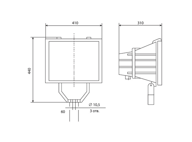 Прожектор ЖО-04-400-001 симметричный встроенный ПРА IP65 (1000982) GALAD