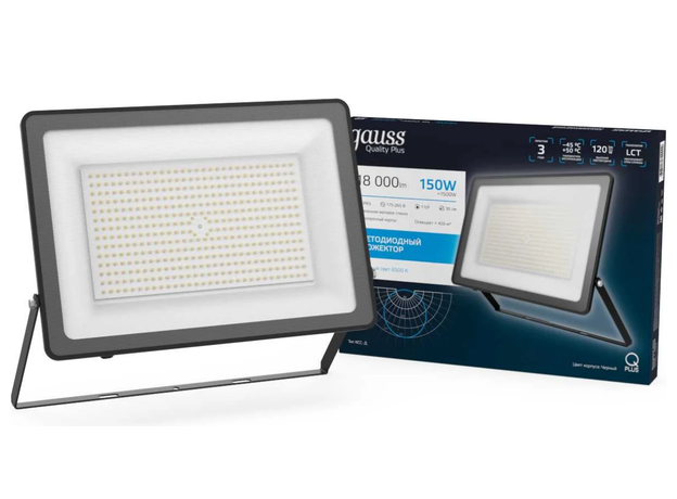 Прожектор светодиодный ДО-150 Вт 18000 Лм 6500К 175-265 В IP65 черный LED Qplus Gauss 613100150