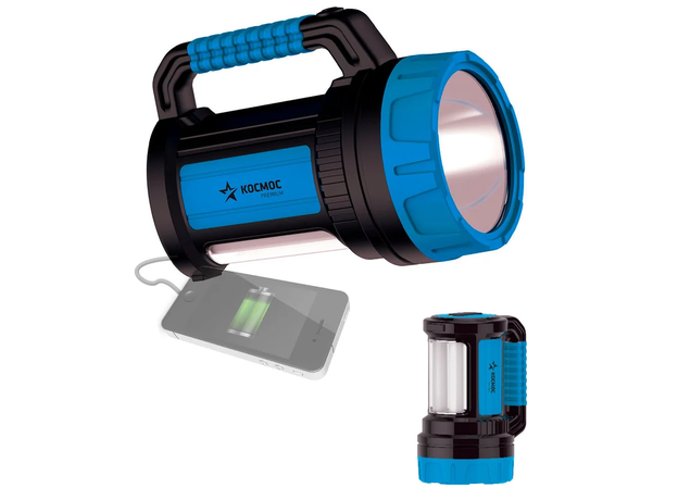 Фонарь-прожектор аккумуляторный KOSACCU9107WUSB, 7W LED + 20 SMD x 0,5 WLED, аккум. 4V 4Ah, 420Lm - 6 часов, 380Lm - 10 часа, Космос Космос KOSACCU9107WUSB