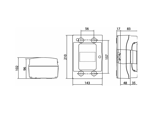 Щит распределительный навесной ЩРн-П-4 IP65 пластиковый прозрачная дверь серый DKC 85604