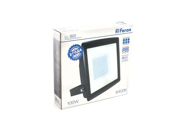 Прожектор светодиодный ДО-100w 6400К 9500Лм IP65 черный (LL-922) FERON