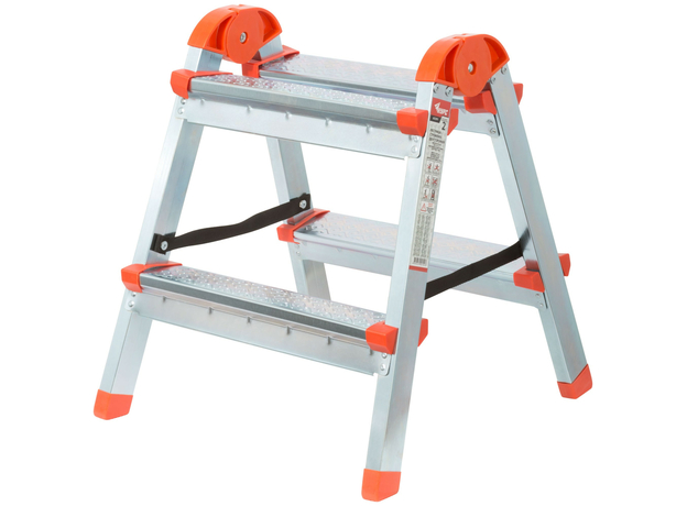 Лестница-стремянка стальная двусторонняя, 2 ступени, Н=45.5 см, вес 2.7 кг КУРС РОС 65391