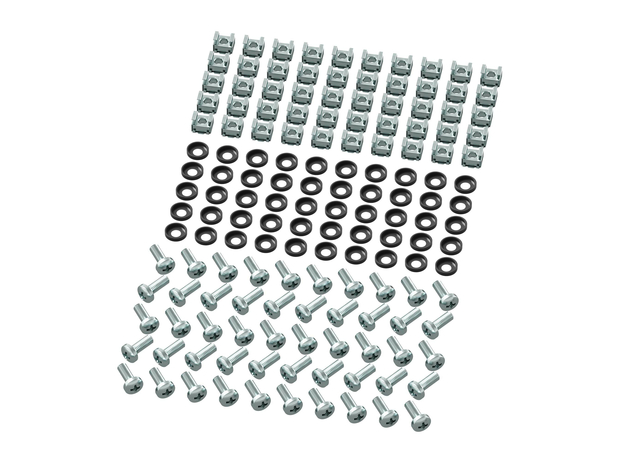 Комплект крепежный для установки 19дюймового профиля в шкаф:Винт, шайба, гайка - комплект крепления 50 шт DKC R5CNS50