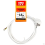 Сетевой шнур с вилкой ПВС 3x0.75, 1.5м с з/к, белый LUX